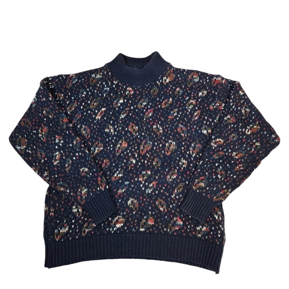 Vintage Woolrich Navy Specked Turtle Neck‎ Sweater Size Medium Women's V25 - Picture 1 of 9